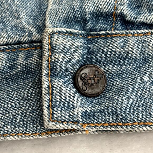 Mickey Mouse Inc World Travelers REVERSIBLE Denim Vest Mens Medium Plaid Vtg 90s - Picture 9 of 13